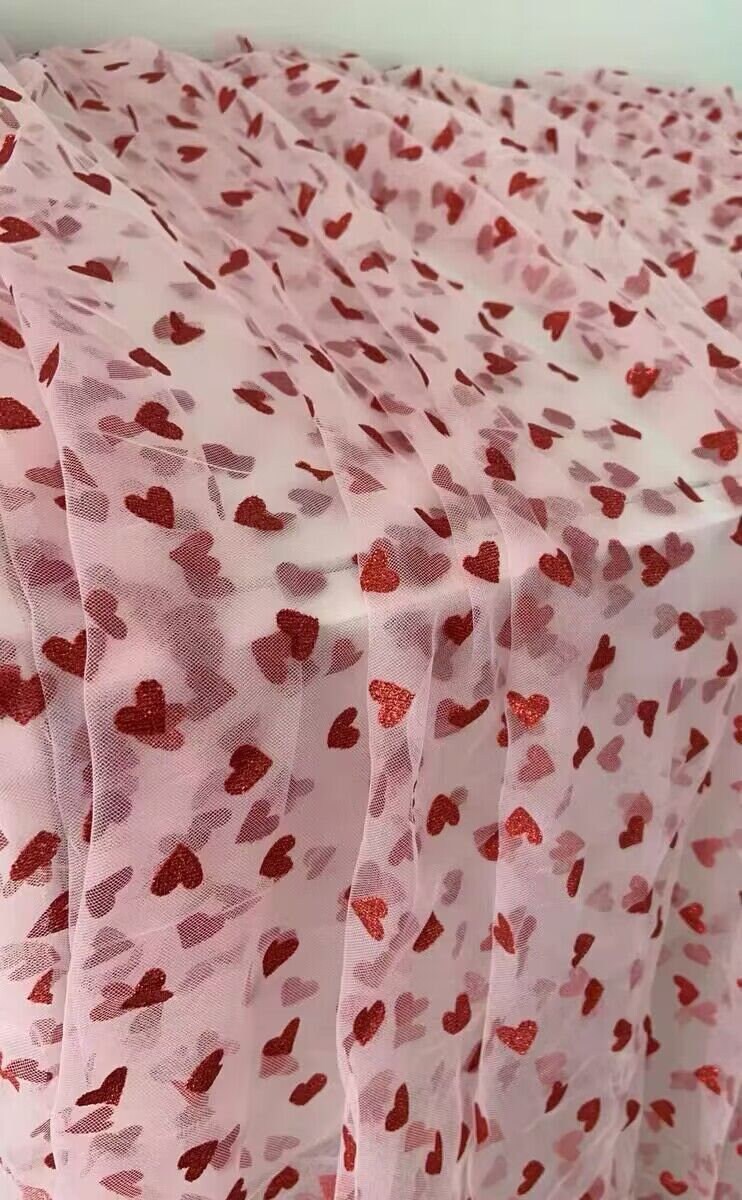 High-quality Hearts Gauze Fabric, Red Heart-shaped Mesh Fabric, Valentine's  Day Fabric, Beige and Black Gauze Fabric -  Canada