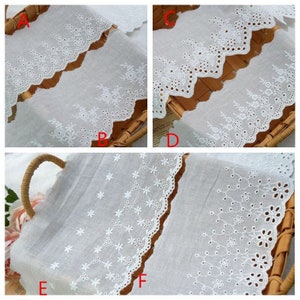 2 yards High-quality white cotton lace trim decoration,  sewing lace, bridal lace, cotton lace dress,scalloped lace trim