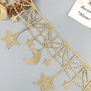 3 colors Gold white black star moon widened and thickened lace lace, crown lace decoration  DIY gold lace decoration