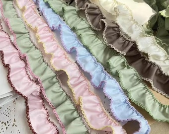 12 colors 2 yards Cotton Trim Lace Trim Pleated Lace Folding Cotton Ruffled With Edges For Wedding Fabric Baby Fabric 3cm width  width