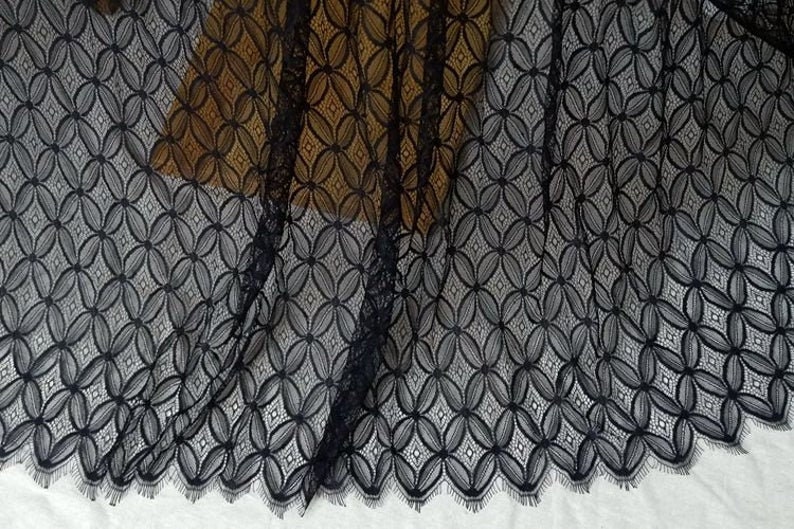 3 meters high quality white black eyelash mesh yarn beautiful and unique lace fabric eyelash lace lace bridal wedding dress lace fabric