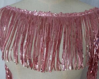 4-color  sequined tassel performance  lace trim black champagne silver dark purple sequin tassel 6.69" width