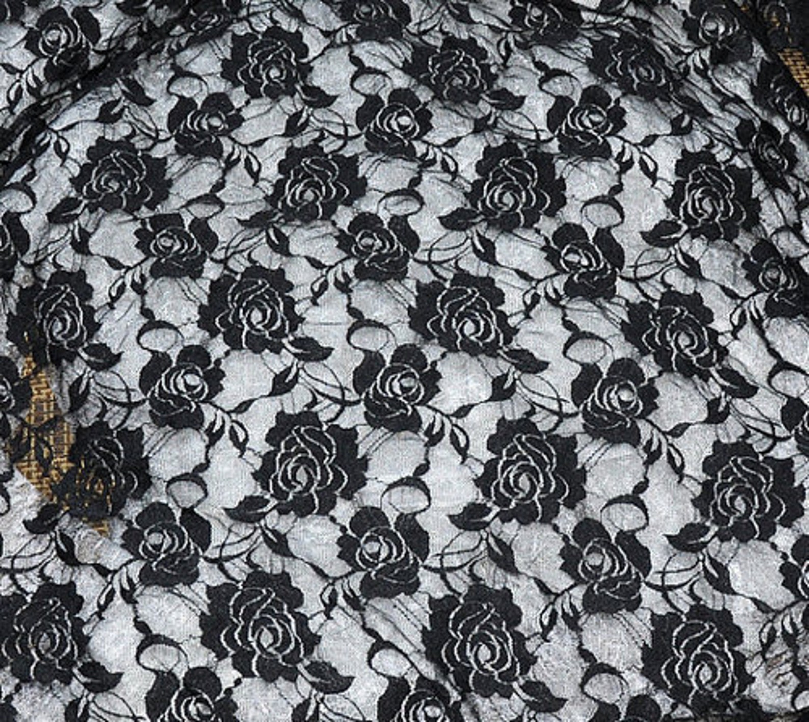 Lace Fabric Black Rose Flower Bridal Lace Fabric Wedding Etsy
