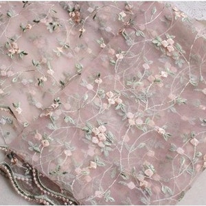 4 colors Exquisite Small Flower Embroidery Floral Tulle Lace Fabric Exquisite Bridal Lace Wedding Lace Headband Fabric 51&quot; width 1 yard
