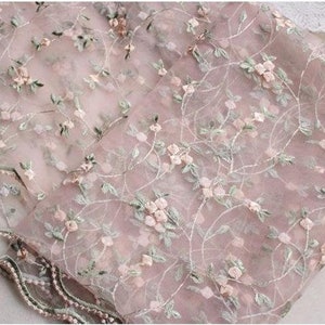 4 colors Exquisite Small Flower Embroidery Floral Tulle Lace Fabric Exquisite Bridal Lace Wedding Lace Headband Fabric 51" width 1 yard