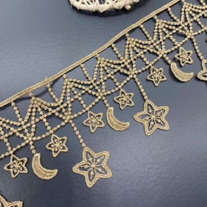 2 yards Gold  star moon lolita lace trim widened and thickened lace lace, crown lace decoration  DIY gold lace decoration