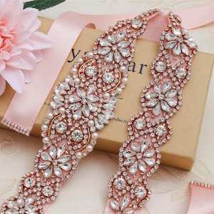 Three colors Luxurious high-grade Gold Wedding Belt, Bridal Belt - Rose Gold Crystal Wedding Belt, Silver Rhinestone Belt