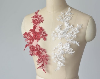 9 kleuren 1 paar Kanten Appliqué Bloem Venetië Alencon Kanten Applicaties Geborduurde Bruiloftsbenodigdheden Bruidssluier
