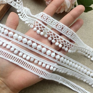 10 yards Lovely Cotton Lace Trim, White Ribbon Lace, White Cotton Lace Trim for Bridal, Sewing, Applique, Gift wrap, Crafting