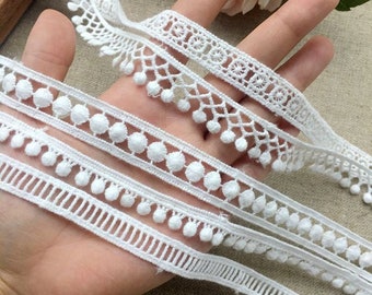 10 yards Lovely Cotton Lace Trim, White Ribbon Lace, White Cotton Lace Trim for Bridal, Sewing, Applique, Gift wrap, Crafting
