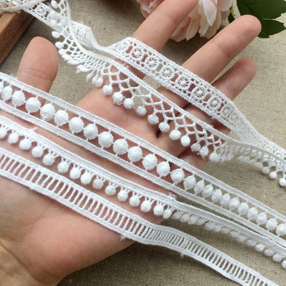 10yards/lot White/black Pearl Beaded Lace Ribbon Trim Handmade DIY
