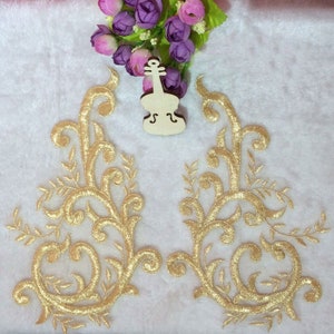 1 pair Gold Baroque Retro Venice Alencon Lace Appliques Flowers Embroidered Patch Wedding Supplies Bridal Veil