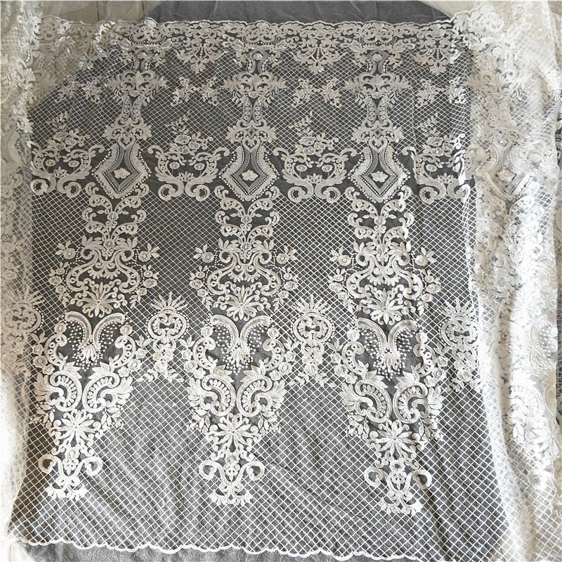 1 yard Exquisite Off White Lace Fabric Alencon Alice Tulle | Etsy