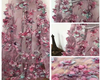 8 color luxury 3D flower mesh embroidery lace fabric,  floral ,  fabric 51" width