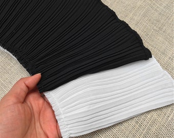 2m Spitzenbordüre Weiß Balck Rüschen Stretchy Hochzeit Borte 16,5 cm breit