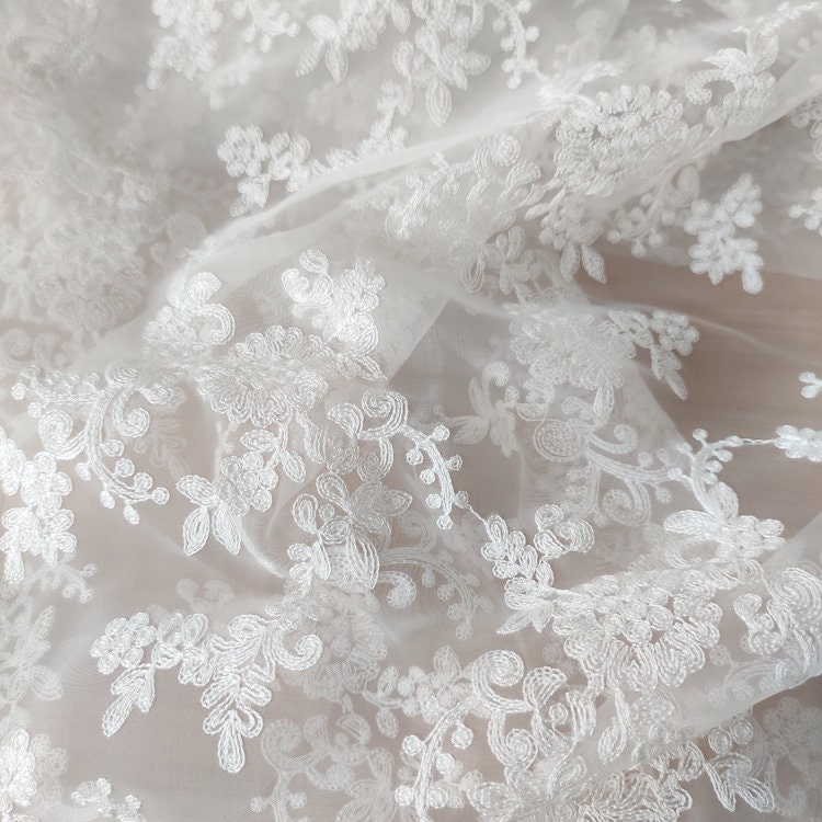 【pharfaite】LACE LIMITATION ETERNA-CHIC L20-404 // Filigree Embroidered Lace Fabric, Cotton Bridal