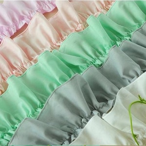 2 yards Lace Trim Pleated Cotton Lace Folding Cotton Ruffle Cotton For Wedding Fabric Baby Fabric 2.95&quot; width
