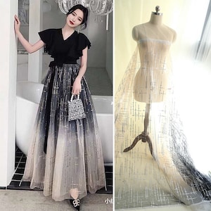 Gradient Glitter gold silvery sequin tulle lace fabric for girls bady dress, wedding dresses, prom dresses Tutu Skirt veil Party Decoration