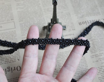 1 yard Lace Trim Black Bead Pearl Birdal Wedding 0.31 inches width