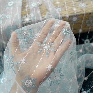 4 colors Glitter print gold star snowflake daisy gradient tulle lace fabric for DIY girls bady dress wedding dresses, prom dresses 59&quot; width