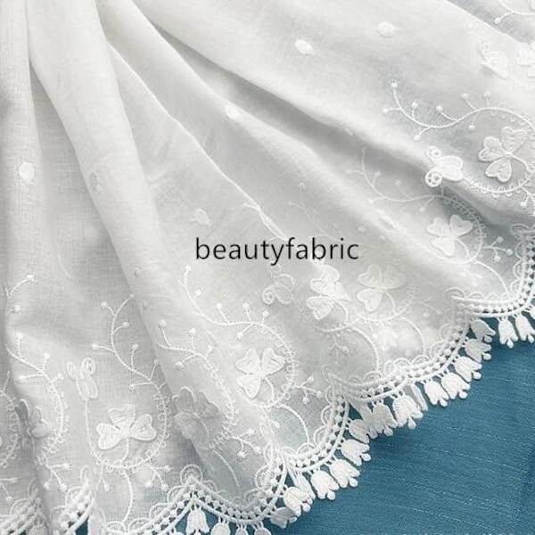 White Pure cotton lace trim, retro style, suitable for doll skirts, for women's home decoration Scalloped  Lace Trim 11" Wide