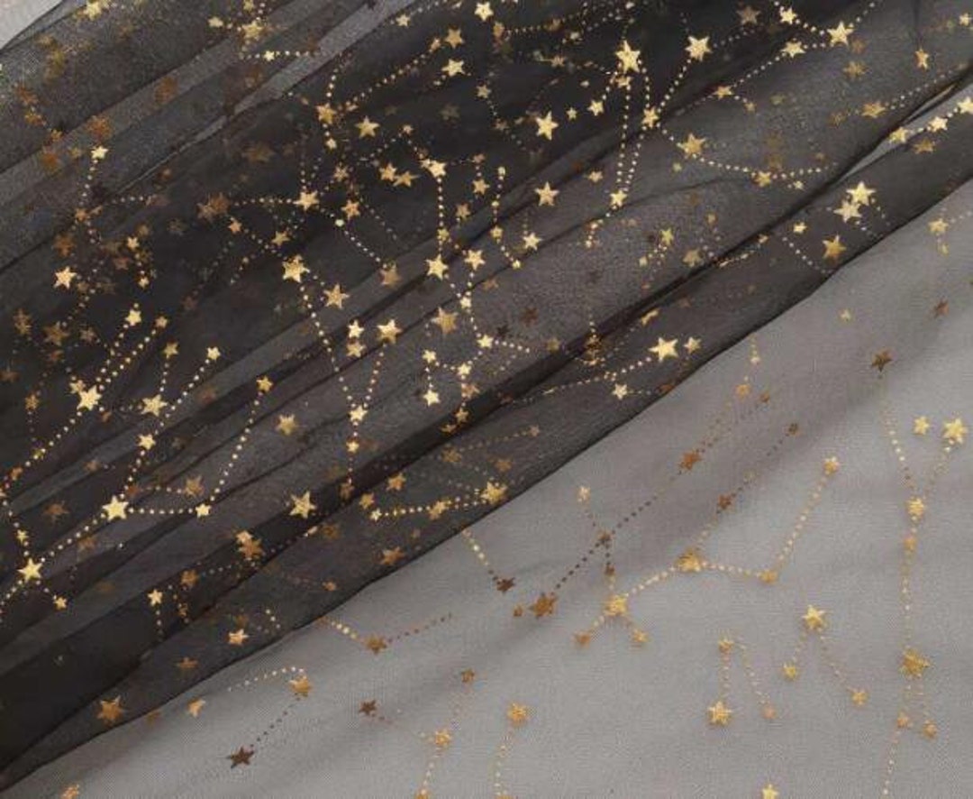 59 Wide Soft Tulle Fabric Gold Glitter Irregular Star Mesh Tulle Lace  Fabric for DIY Doll Dress, Veil, Headband, Tutu Dress, Baby Dress