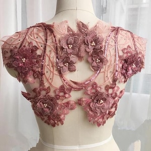 Luxury 3d beaded sequined lace flowers, wedding applique, prom   lace applique for lyrical dance, haute couture dress,