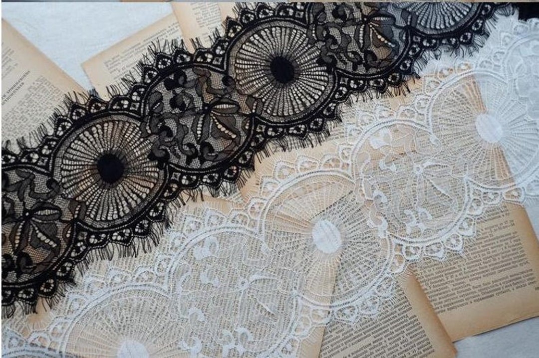 White Embroidery Lace Trim Bridal Lace Wedding Lace Floral Lace Cotton  Embroidery Width 11cm 4 Inches, One Yard Lace 