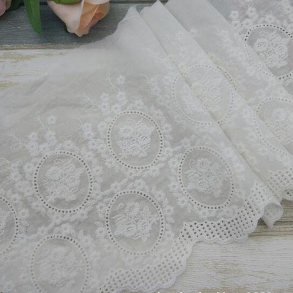 Broderie de fleurs de dentelle blanche en dentelle, pour robe de mariée boho, rideau de dentelle, ourlet de jupe ou robe de fille 9 « largeur