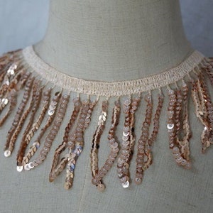 Fringed champagne sequins tassel simple lace wide 7.5 cm dress skirt bag jewelry shoulder strap belt lace