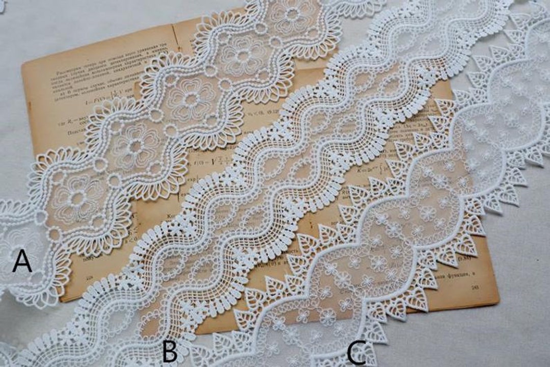 10 yards Lovely Cotton Lace Trim, White Ribbon Lace, White Cotton Lace Trim  for Bridal, Sewing, Applique, Gift wrap, Crafting