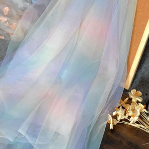 Beautiful Rainbow Gradient Tulle Lace Fabric Baby Dress Fabric Dance ...