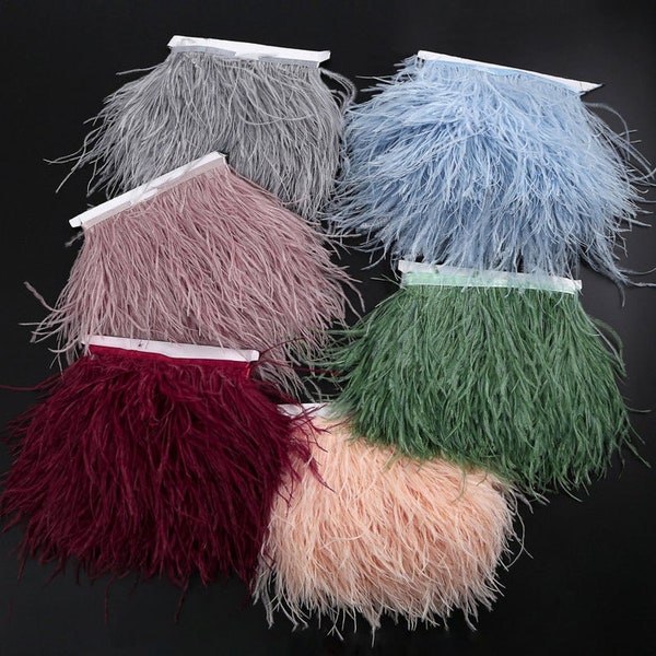 52 colors Ostrich Feather Lace Trim Ribbon Tape Trimming Millinery Dress Crafts Costumes Decoration Natural Ostrich Hair Feather