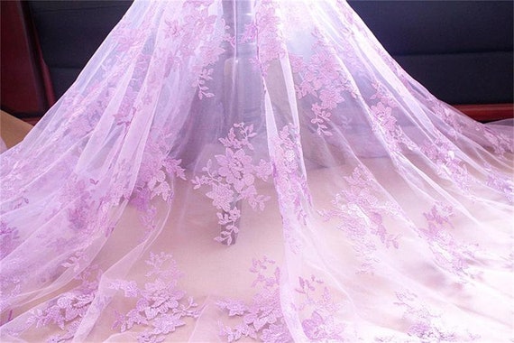 4 Colors Lace Fabric Floral Fabric Sky Blue White Light Pink