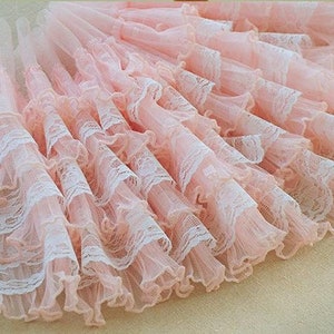 4 Colors Lace Trim Multi-layer organ pleated lace lace Lolita skirt fabric, doll skirt fabric, handi supply 7&quot; width by the yard