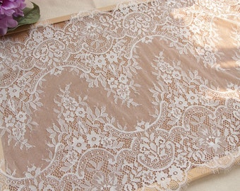 3,3 yards Dentelle Trim Ivoire Cils Floral Mariage Tissu Bandeau 15,7 « largeur Super Wide