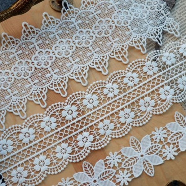 2 Yards Milk silk lace trim,  white trim, wedding lace, garter scallop lace, lace collar, hair band, skirt, babydoll