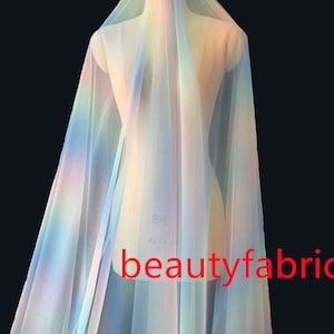 Rainbow gradient soft tulle mesh lace fabric for DIY girls bady dress, wedding dress, prom dress Tutu Skirt veil, Party Decoration