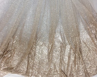 2 colors Gradient Tulle Metallic Glitter Sequin Lace Fabric Baby Dress Fabric Ombre Fabric Bridal Wedding Headband 59" width