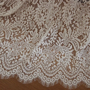1 yard Lace Fabric Ivory Graceful Eyelash Bridal Wedding Fabric Headband Fabric 59 width image 3