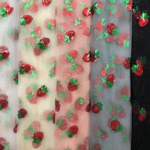 5 colors Strawberry sequin lace fabric suitable for DIY girls in tutu, wedding dresses, prom dresses or banquet dresses 51&quot; width