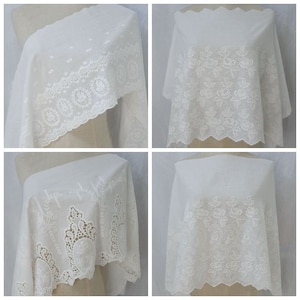 Cotton Fabric Lace Trim Exquisite Ivory Tulle Floral Lace Trim Venice Flower Embroidered Tulle by the yard
