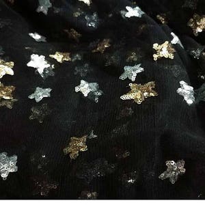 Fabulous Biege Tulle Sequined Lace Fabric Exquisite Stars Fabric 51 Wide Wedding Dress Veil Costume Supplies image 6