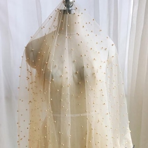 6 Colors Champagne Tulle Bead Pearl Lace Fabric Exquisite Bridal Wedding Headband Fabric Dress Fabric 62&quot; width 1 yard