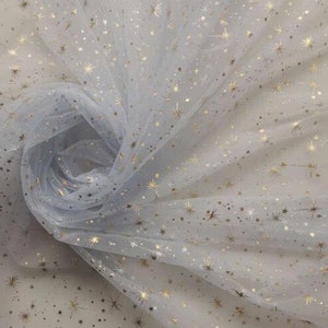 10 colors Gold Glitter Star Lace Fabric Irregular Star Mesh Tulle for Wedding Bridal DIY Doll Dress, Veil, Headband, Baby Dress