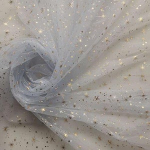 10 colors Gold Glitter Star Lace Fabric Irregular Star Mesh Tulle for Wedding Bridal DIY Doll Dress, Veil, Headband, Baby Dress