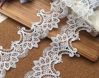 2 Yards Lace Trim Antique style in White for Bridal, Gowns, Jewelry or Costume Design