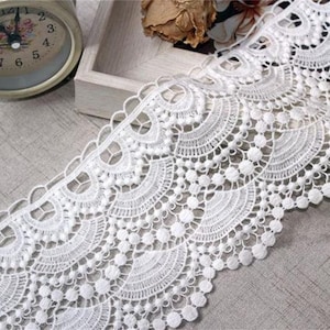 2 yards off white lace trim exquisite lace  lace cotton scalloped wedding lace 11cm width high quality