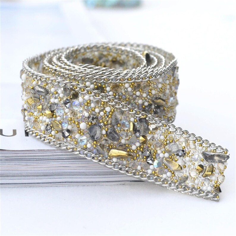 Champagne rhinestone sash applique Iron on applique Sew on Etsy