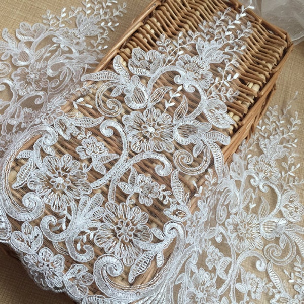 1 Yards Exquisite Ivory Venice lace Trim Aulic Palace Lace Bridal Supplies 12.9 Inches Wide